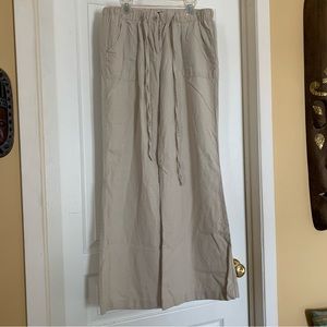Linen and rayon wide leg pants